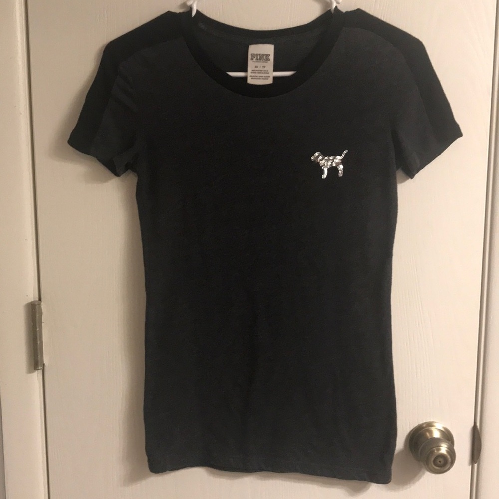 Victoria’s Secret Pink Grey & Black Ringer Tee
